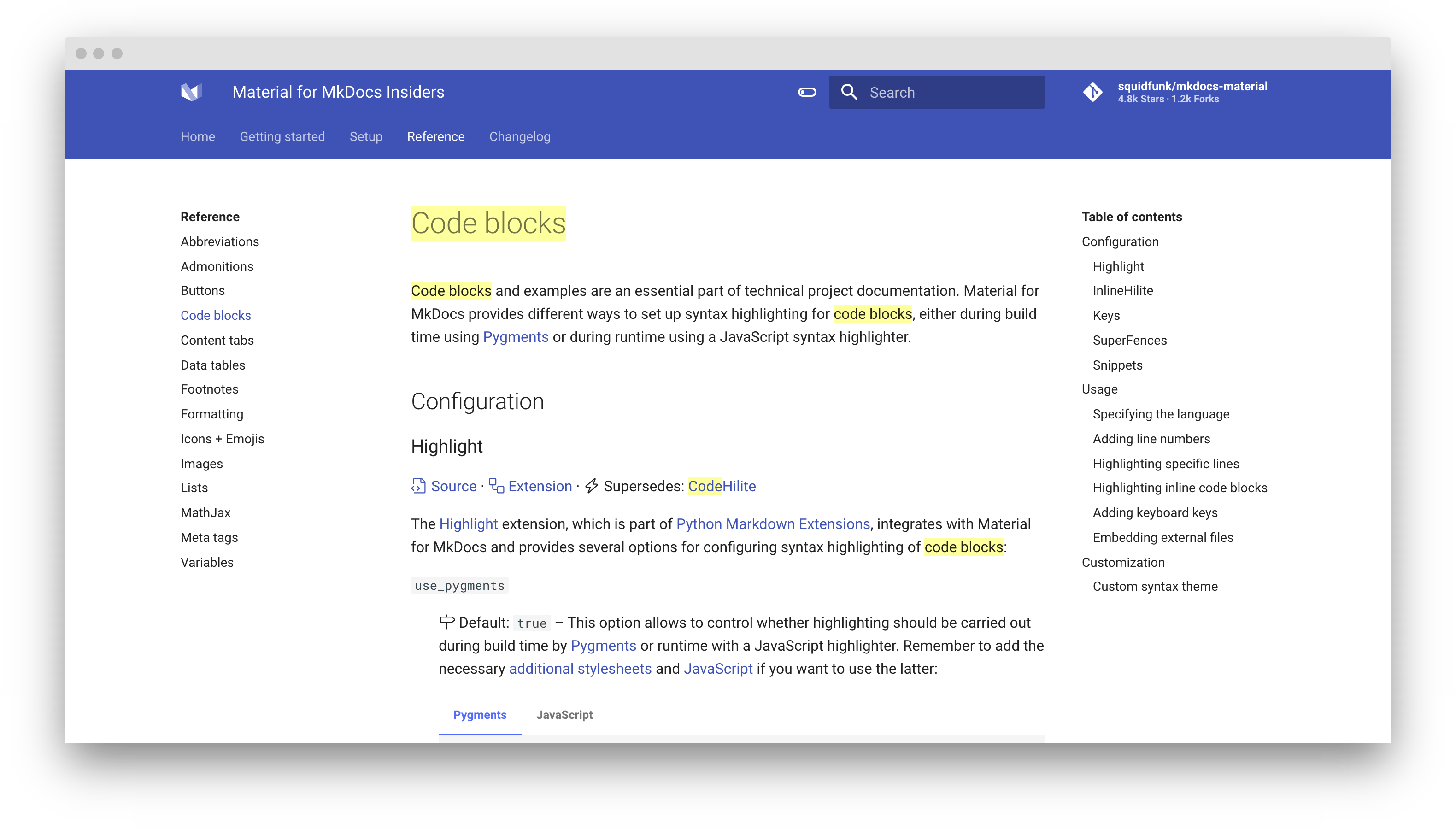 Search highlighting